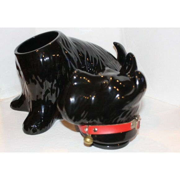 Vintage Black Porcelain Scottie Dog w/Collar Cookie Jar - Picture 5 of 8